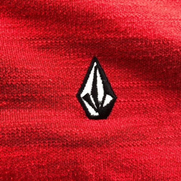 Volcom Mens Polo Shirt Medium Striped Casual Lightweight Short Sleeve Red Y2K - Picture 8 of 13